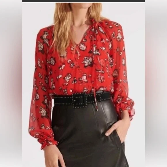 VERONICA BEARD Floral Silk Top, Size 6 - Picture 4 of 16